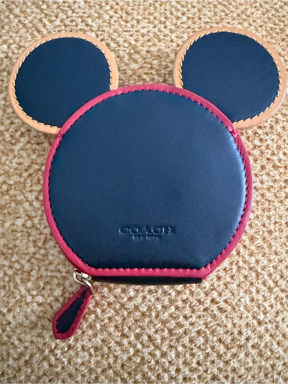 Coach Navy and Pink Kids Mickey Ear Coin Pouch